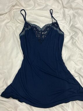 Victoria's Secret Navy Lace-Trim Slip